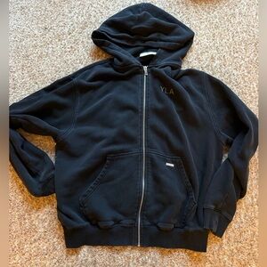 YoungLA Hoodie Sweatshirt Mens small Black Full Zip YLA Back Logo Graphic Gym